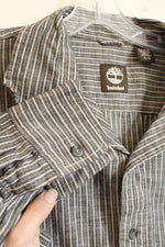 Timberland Cotton Gray and White Striped Button down Shirt | XL