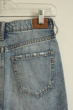 AERO Light-wash Distressed Denim Mini Skirt | 00