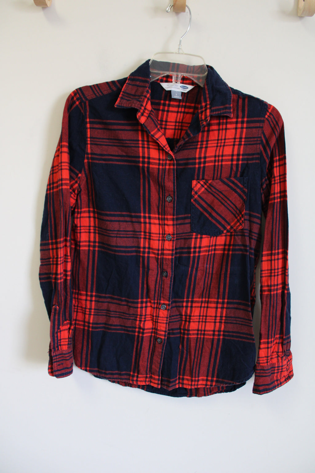 Old Navy The Classic Shirt Blue Red Plaid Top | S Petite