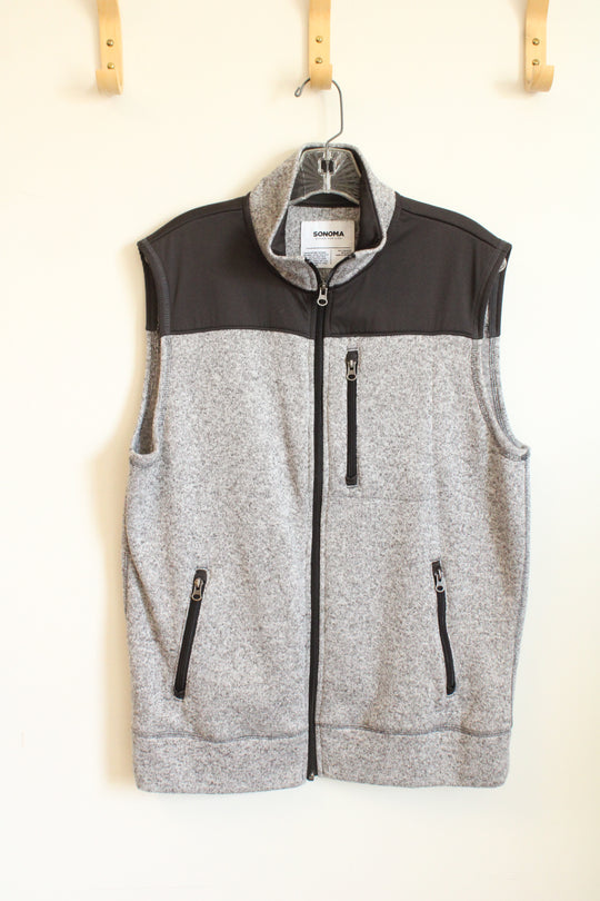 Sonoma Gray and Black Fleece lined Zip up Vest | L