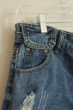 Shein Medium wash Distressed Denim Shorts | L