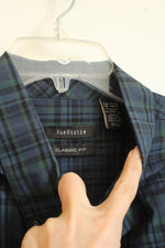 Van Heusen Dark Green and Blue Plaid Button down Shirt | XXL