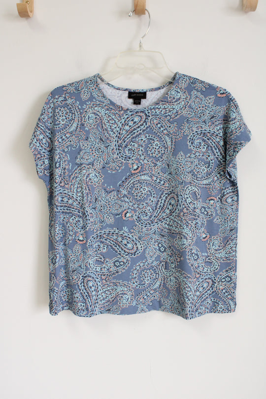 J.Jill Wearever Collection Blue Paisley Rayon Top | S Petite