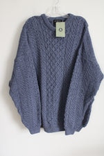 NEW The Irish Store Aran Light Blue Cable Knit Sweater | XXL