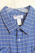 Casual Joe Royal Blue and White Plaid Button down Flannel Shirt | XXL