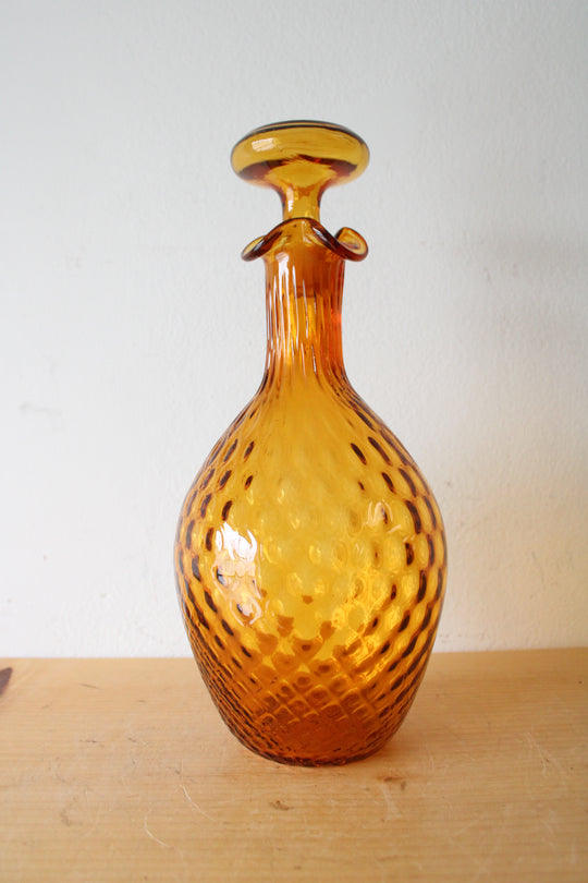 Mid-Century Amber Glass Pilgrim Decanter