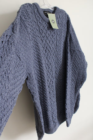 NEW The Irish Store Aran Light Blue Cable Knit Sweater | XXL