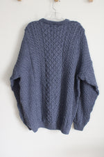 NEW The Irish Store Aran Light Blue Cable Knit Sweater | XXL