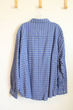 Casual Joe Royal Blue and White Plaid Button down Flannel Shirt | XXL