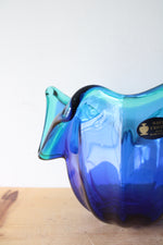 Vintage Murano White Crystal Blue & Teal Glass Bowl
