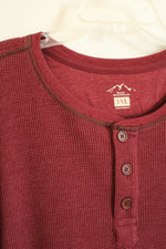 Blue Mountain Maroon with Brown Stitching LS Thermal with Quarter Buttons | 3XL