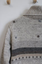 Kyber Outerwear Wool Gray Tan Polar Bear Zip Up Sweater Jacket | L