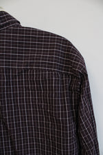 Eddie Bauer Maroon and White Plaid Long Sleeve Button Down Shirt | 2XL