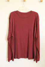 Blue Mountain Maroon with Brown Stitching LS Thermal with Quarter Buttons | 3XL