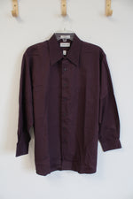 Van Heusen Burgundy Long Sleeved Button Down Shirt | XL