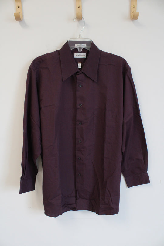 Van Heusen Burgundy Long Sleeved Button Down Shirt | XL