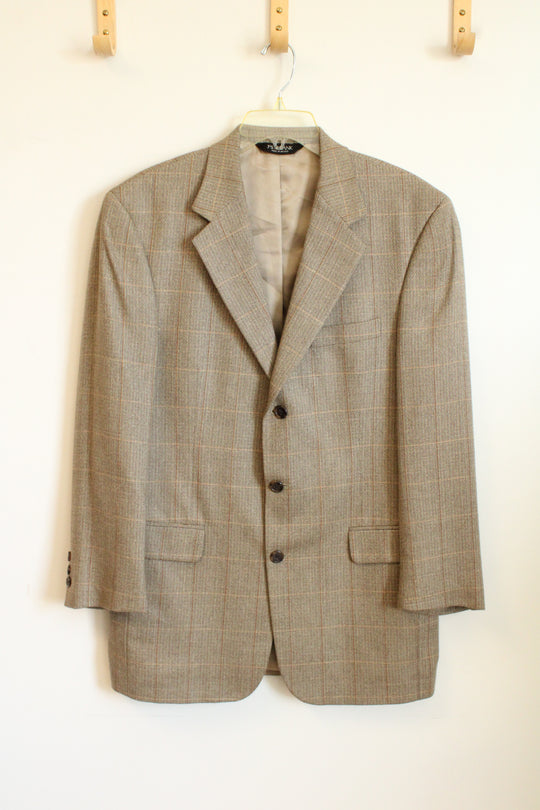 Jos A Bank Brown Silk Wool and Cashmere Blend Herringbone Jacket | 39