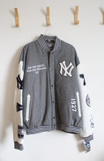 NEW Cooperstown Collection G-III Sports New York Yankees World Series Champion 1927 Gray & White Leather & Wool Varsity Jacket | XL