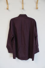 Van Heusen Burgundy Long Sleeved Button Down Shirt | XL
