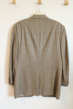 Jos A Bank Brown Silk Wool and Cashmere Blend Herringbone Jacket | 39