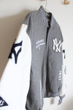 NEW Cooperstown Collection G-III Sports New York Yankees World Series Champion 1927 Gray & White Leather & Wool Varsity Jacket | XL