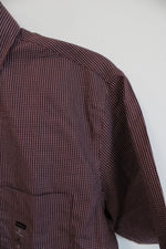 NEW Van Heusen Maroon and White Plaid Short Sleeve Button Down | S