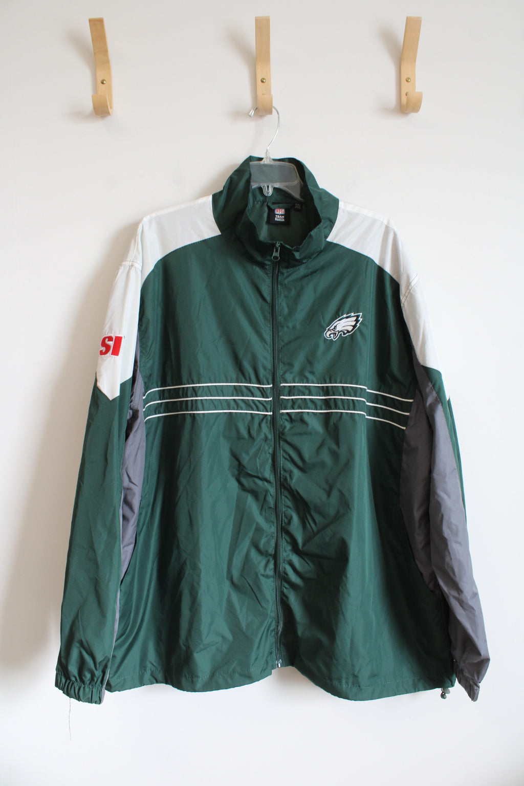 NFL Team Apparel Philadelphia Eagles Green White & Gray Windbreaker Jacket | XXL
