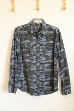 Taylor Vintage Cotton Denim Camo Button-down Shirt | M