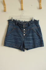 Wild Fable Medium wash Button Front Denim Shorts with Top Ruffle | 16
