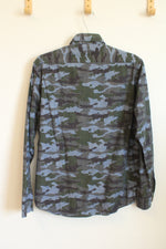 Taylor Vintage Cotton Denim Camo Button-down Shirt | M
