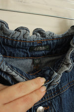 Wild Fable Medium wash Button Front Denim Shorts with Top Ruffle | 16
