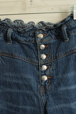 Wild Fable Medium wash Button Front Denim Shorts with Top Ruffle | 16