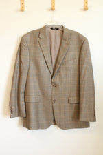 Jos A Bank Silk Wool Blend Brown Tweed Plaid Blazer | 44L