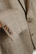 Jos A Bank Silk Wool Blend Brown Tweed Plaid Blazer | 44L