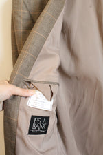 Jos A Bank Silk Wool Blend Brown Tweed Plaid Blazer | 44L