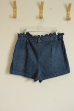 Wild Fable Medium wash Button Front Denim Shorts with Top Ruffle | 16