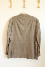 Jos A Bank Silk Wool Blend Brown Tweed Plaid Blazer | 44L
