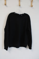 Land's End Black Crewneck Collar Sweatshirt | L