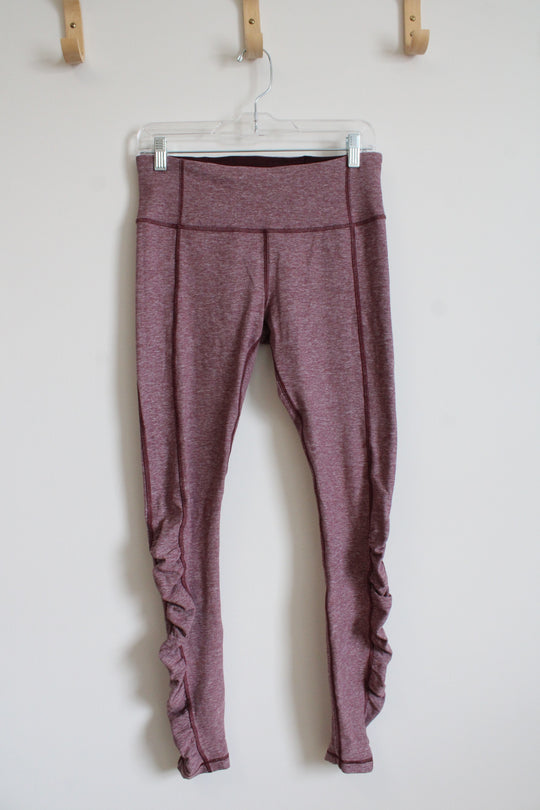 LuLaRoe Maroon Heathered Bordeaux Ruched Leggings | M