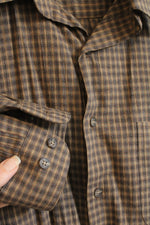 Perry Ellis Brown Yellow and Maroon Plaid Button Down Shirt | L