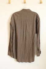 Perry Ellis Brown Yellow and Maroon Plaid Button Down Shirt | L