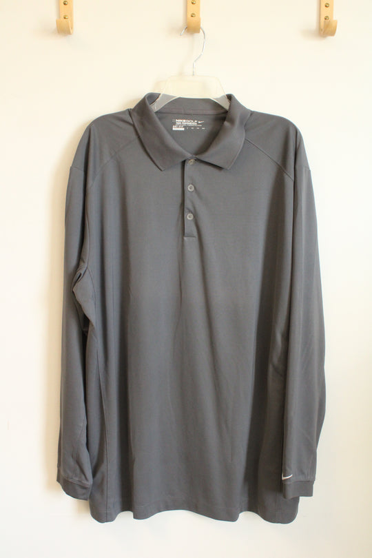 Nike Golf Tour Performance Gray LS Quarter Button Athletic Top | XXL