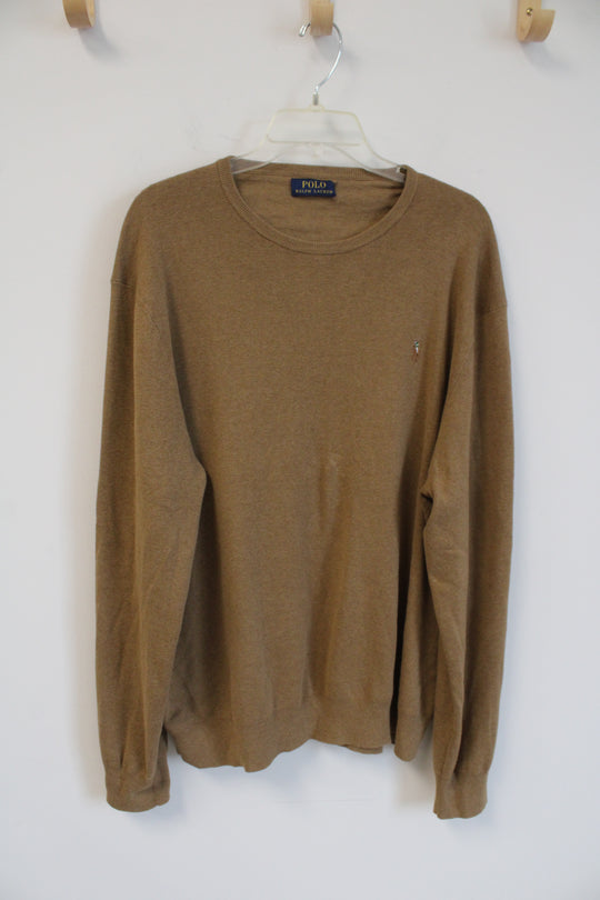 Polo RALPH LAUREN Camel Brown Crewneck Sweater | L