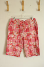 Weatherproof Pink and Orange Plaid Floral Bermuda Shorts | 6