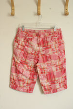 Weatherproof Pink and Orange Plaid Floral Bermuda Shorts | 6