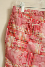 Weatherproof Pink and Orange Plaid Floral Bermuda Shorts | 6