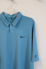 Nike Blue and White Tiger Woods Collection Striped Polo Shirt | XL