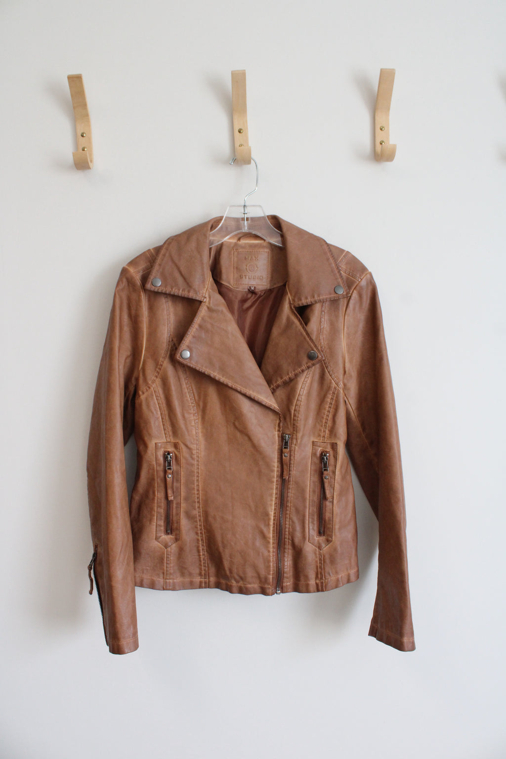 Max Studio Brown Faux Leather Jacket | M