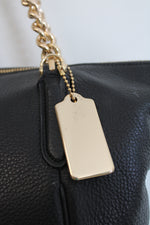 Coach Black Leather Ava Gold Chain Tote Bag