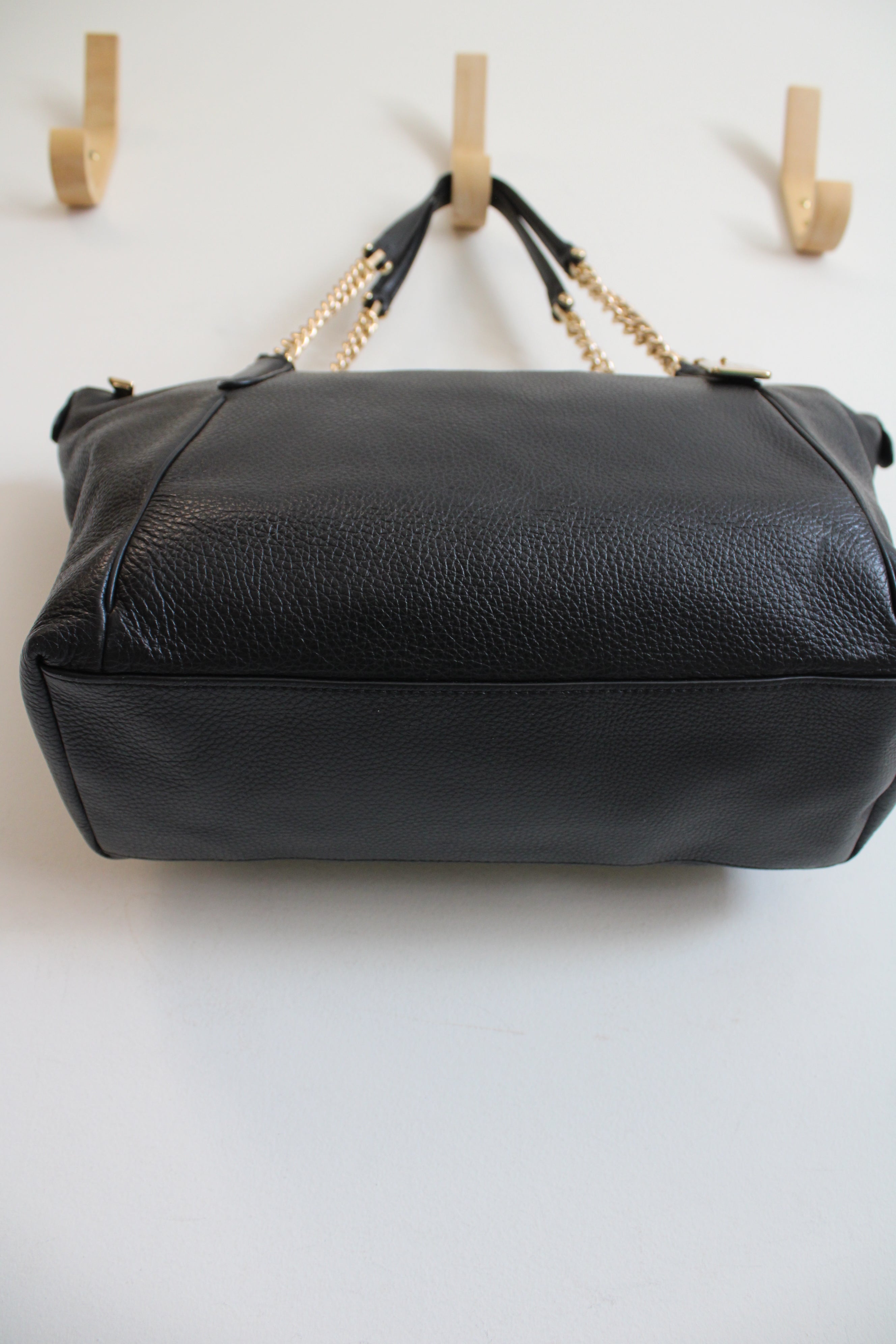 Coach Black Leather Ava Gold Chain Tote Bag